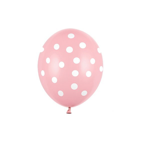 Balónek s bílými puntíky SVĚTLE RŮŽOVÝ, 30 cm - Obr.1