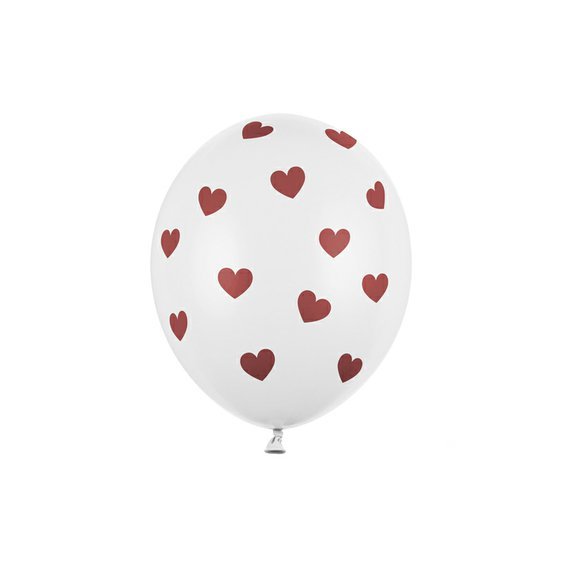 Pastelový balónek se srdíčky BÍLÝ, 30 cm, 6 ks - Obr.1