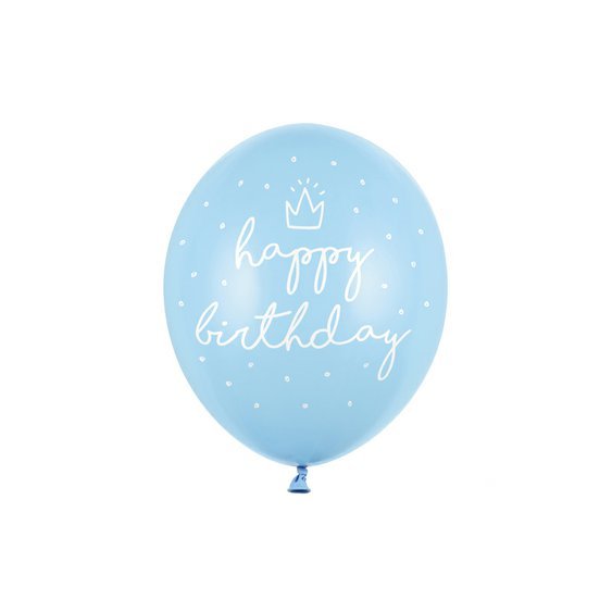 Balónek "Happy Birthday" SVĚTLE MODRÝ, 30cm - Obr.1