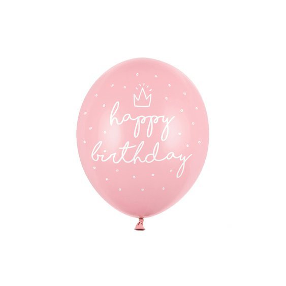 Balónek "Happy Birthday" SVĚTLE RŮŽOVÝ, 30cm - Obr.1