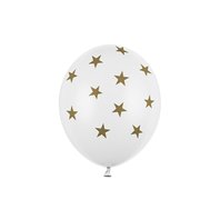 Balónek pastelový "Zlaté Hvězdy" BÍLÝ, 30 cm