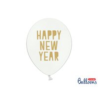 Balónek pastelový "Happy New Year" BÍLO-ZLATÝ, 30 cm