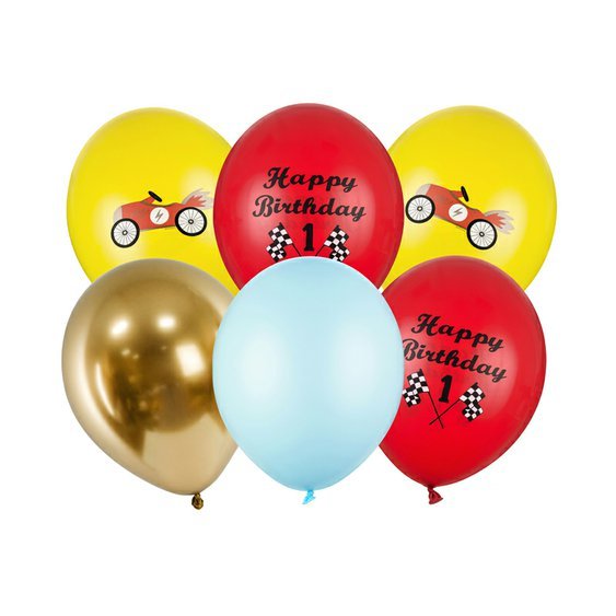 Balónky “Happy Birthday - Červené Autíčko”, 6 ks - Obr.1