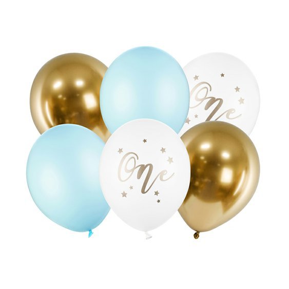 Narozeninové balónky “ONE” SVĚTLE MODRÉ, 6 ks - Obr.1