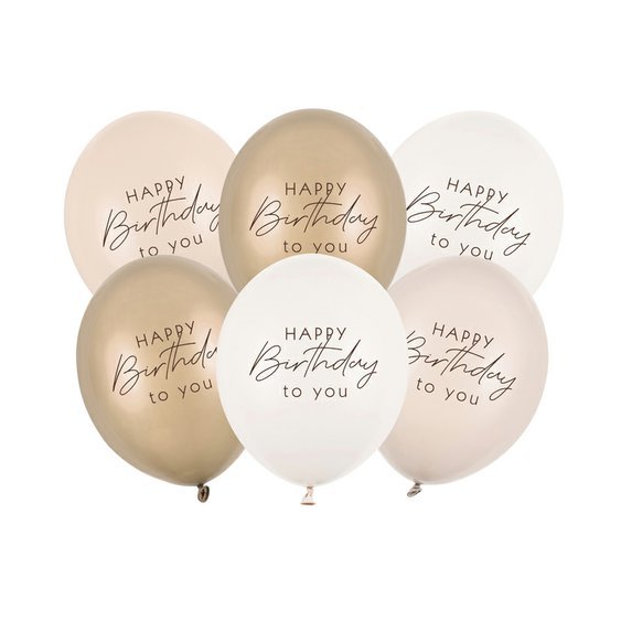 Balónky “Happy Birthday To You” BÉŽOVÝ MIX, 30 cm, 6 ks - Obr.1