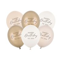 Balónky “Happy Birthday To You” BÉŽOVÝ MIX, 30 cm, 6 ks - Obr.1