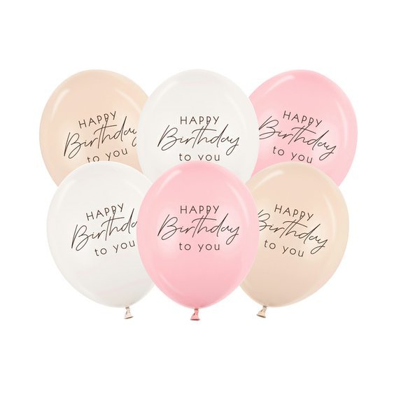 Balónky “Happy Birthday To You” RŮŽOVÝ MIX, 30 cm, 6 ks - Obr.1