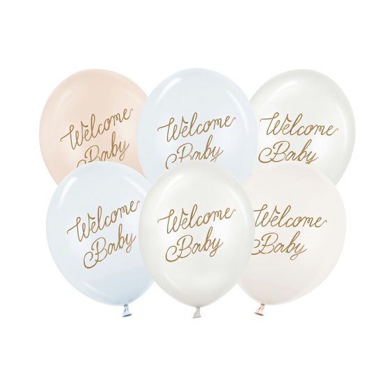 Balónky “Welcome Baby” MODRÝ MIX, 30 cm, 6 ks - Obr.1