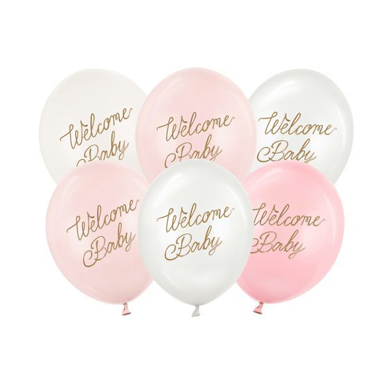Balónky “Welcome Baby” RŮŽOVÝ MIX, 30 cm, 6 ks - Obr.1