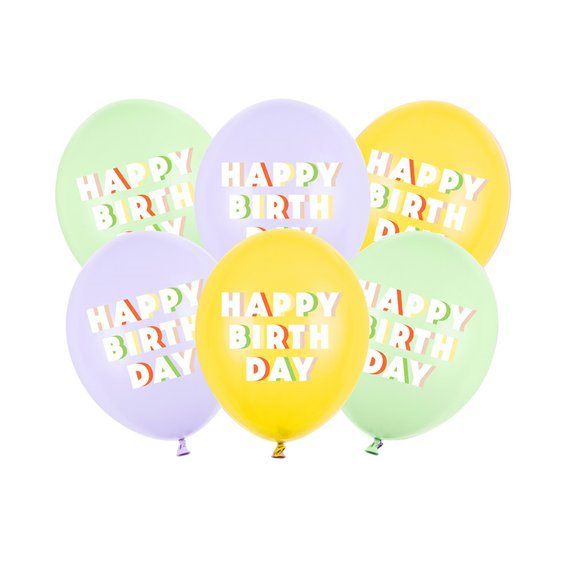 Narozeninové balónky “Happy Birthday MIX”, 30 cm, 6 ks - Obr.1