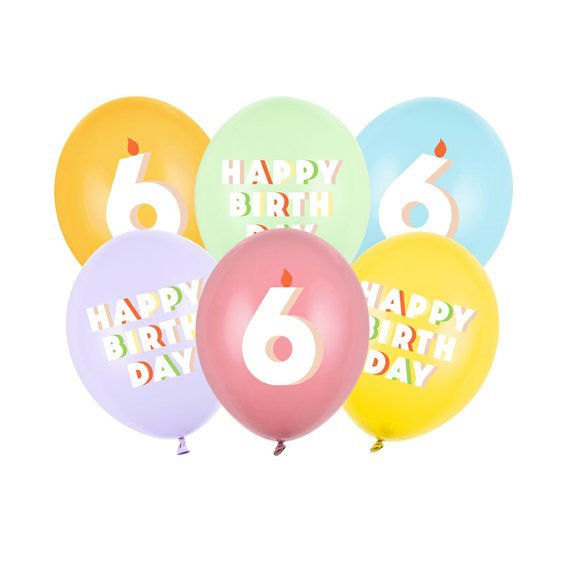 Narozeninové balónky “Happy Birthday MIX - 6”, 30 cm, 6 ks - Obr.1
