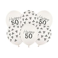 Narozeninové balónky s mašličkami “Happy 50”, 30 cm, 6 ks - Obr.1