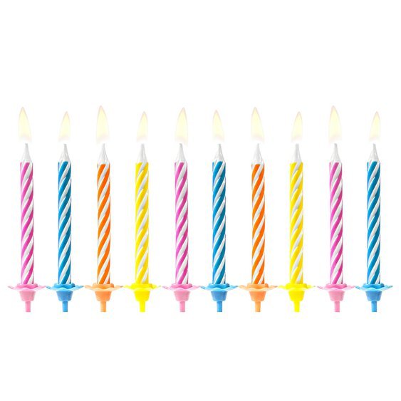 Narozeninové svíčky na dort BAREVNÝ MIX, 10 kusů - Obr. 1