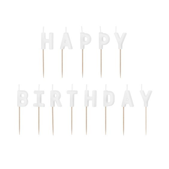 Narozeninové svíčky “Happy Birthday" BÍLÉ - Obr.1