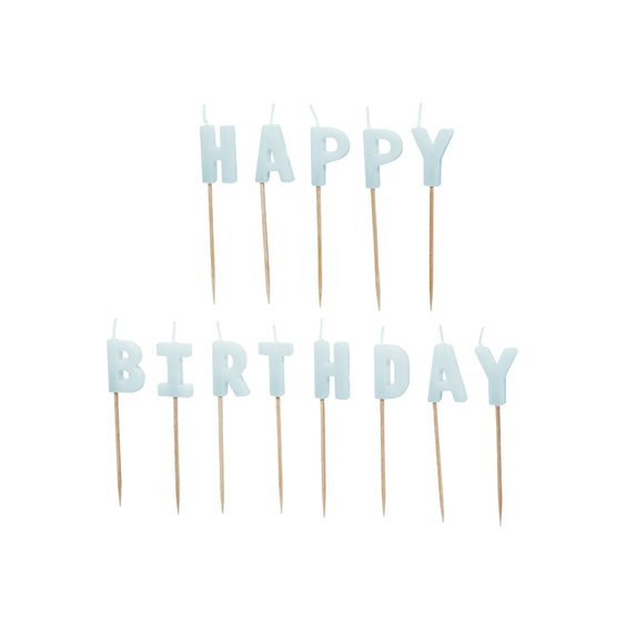 Narozeninové svíčky “Happy Birthday" MODRÉ - Obr.1