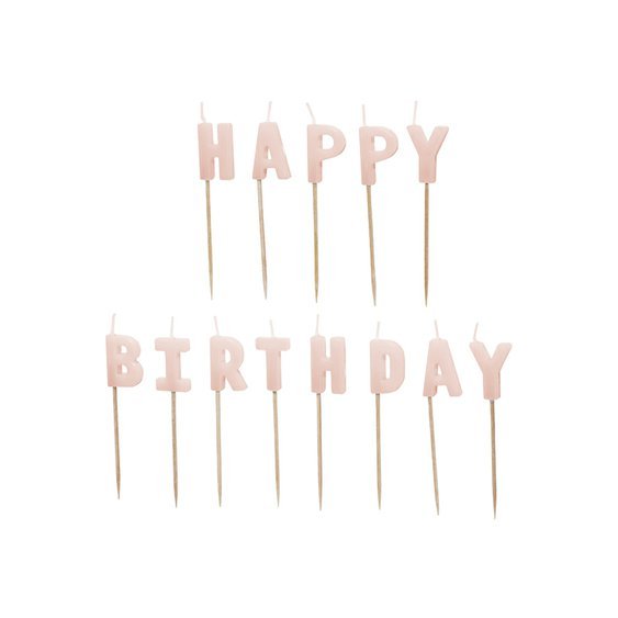 Narozeninové svíčky “Happy Birthday" RŮŽOVÉ - Obr.1
