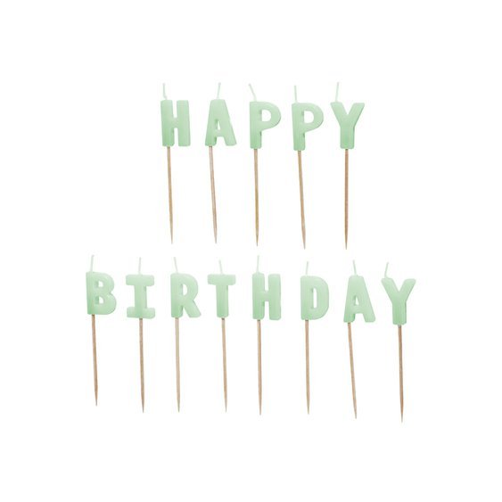 Narozeninové svíčky “Happy Birthday" ZELENÉ - Obr.1