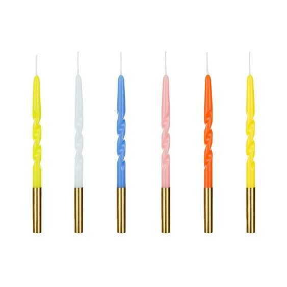 Narozeninové zkroucené svíčky BAREVNÉ, 14 cm, 6 ks - Obr.1