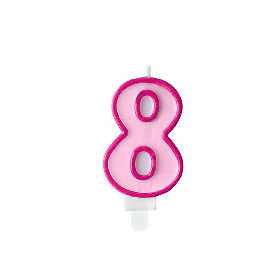 Svíčka na dort "8" RŮŽOVÁ - Obr. 1