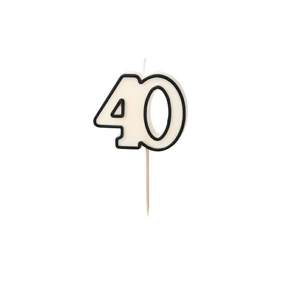 Narozeninová svíčka “40” ČERNO-BÍLÁ, 5,5 cm - Obr.1