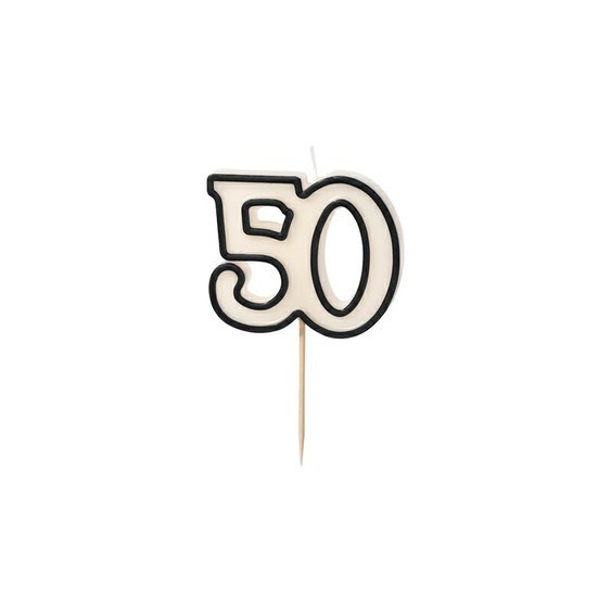 Narozeninová svíčka “50” ČERNO-BÍLÁ, 5,5 cm - Obr.1