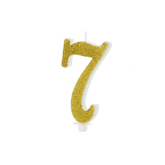 Svíčka na dort glitrovaná "7" ZLATÁ, 10 cm - Obr. 1