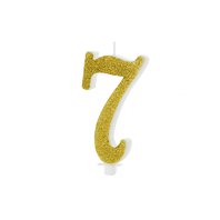 Svíčka na dort glitrovaná "7" ZLATÁ, 10 cm - Obr. 1