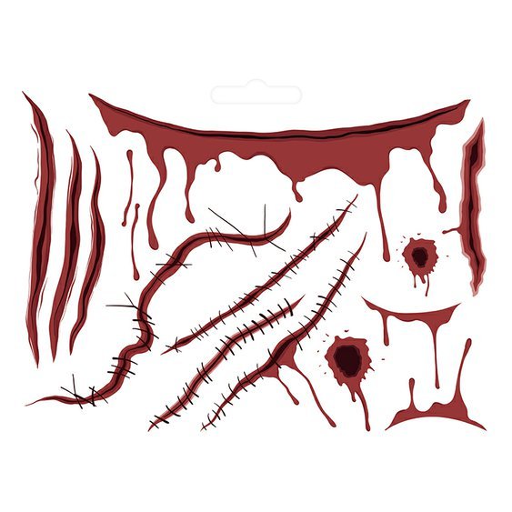 Tetování stehy a krev, 13 ks - Obr.1
