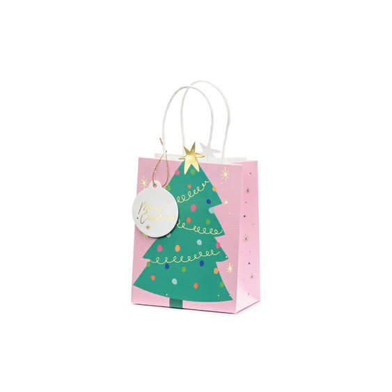 Vánoční dárková taška “Vánoční stromeček” RŮŽOVÁ - Obr.1