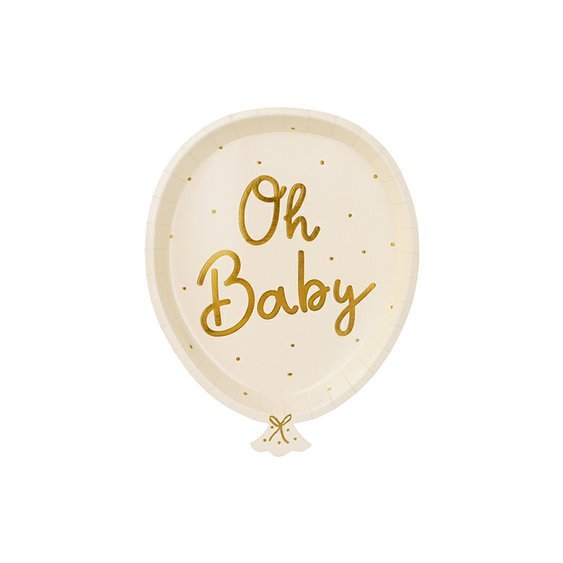 Talířky papírové “Balónek Oh Baby”, 17,5x22 cm, 6 ks - Obr.1