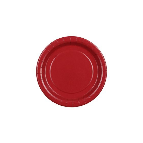Talířky papírové TMAVĚ ČERVENÉ, 18 cm, 6 ks - Obr.1