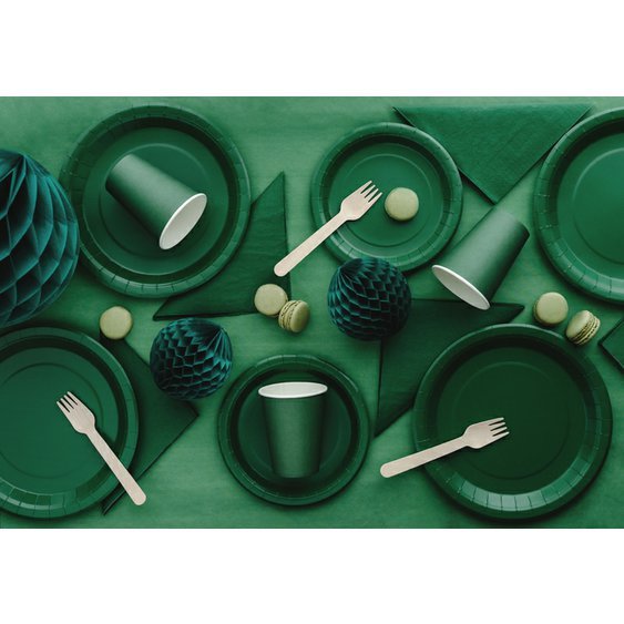 Talířky papírové TMAVĚ ZELENÉ, 18 cm, 6 ks - Obr.2