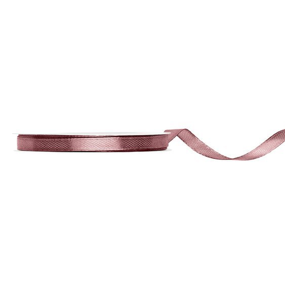 Stuha saténová DARK DUSTY ROSE, 6 mm x 25 m - Obr.1