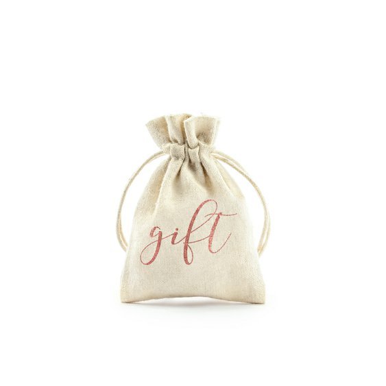 Bavlněné pytlíčky "Gift" RŮŽOVO-ZLATÉ, 7,5x10 cm, 10 ks - Obr. 1